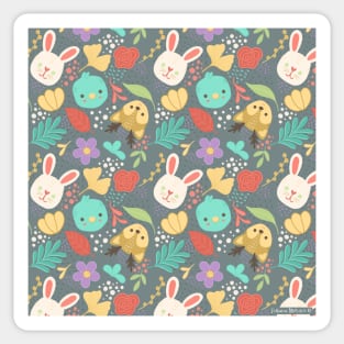 Cute Woodland Animals Spring Pattern Sticker